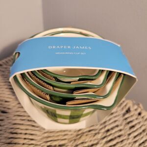 Draper James Green Gingham Floral Ceramic Measuring Cups Set 4 New Boxed Gift